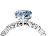 White gold Fancy Blue Heart Cut Diamond Side Stone Solitaire Ring with Round  and Four-Prong Setting_171