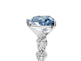 White gold Fancy Blue Heart Cut Diamond Side Stone Solitaire Ring with Round  and Four-Prong Setting_172