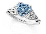 White gold Fancy Blue Heart Cut Diamond Solitaire Celtic Knot Ring with Four-Prong Setting_87