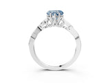 White gold Fancy Blue Heart Cut Diamond Solitaire Celtic Knot Ring with Four-Prong Setting_89