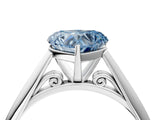 White gold Fancy Blue Heart Cut Diamond Solitaire Engagement Ring with Cathedral Setting and Four-Prong Mount_116