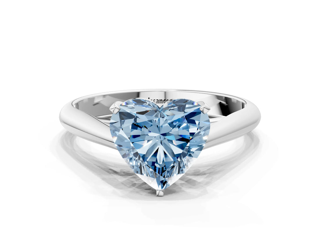 White gold Fancy Blue Heart Cut Diamond Solitaire Engagement Ring with Cathedral Setting and Four-Prong Mount_181