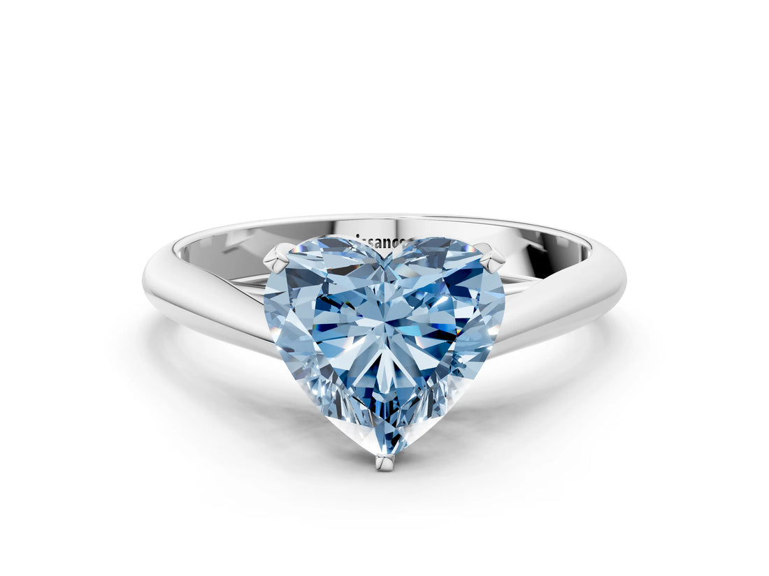 White gold Fancy Blue Heart Cut Diamond Solitaire Engagement Ring with Cathedral Setting and Four-Prong Mount_46