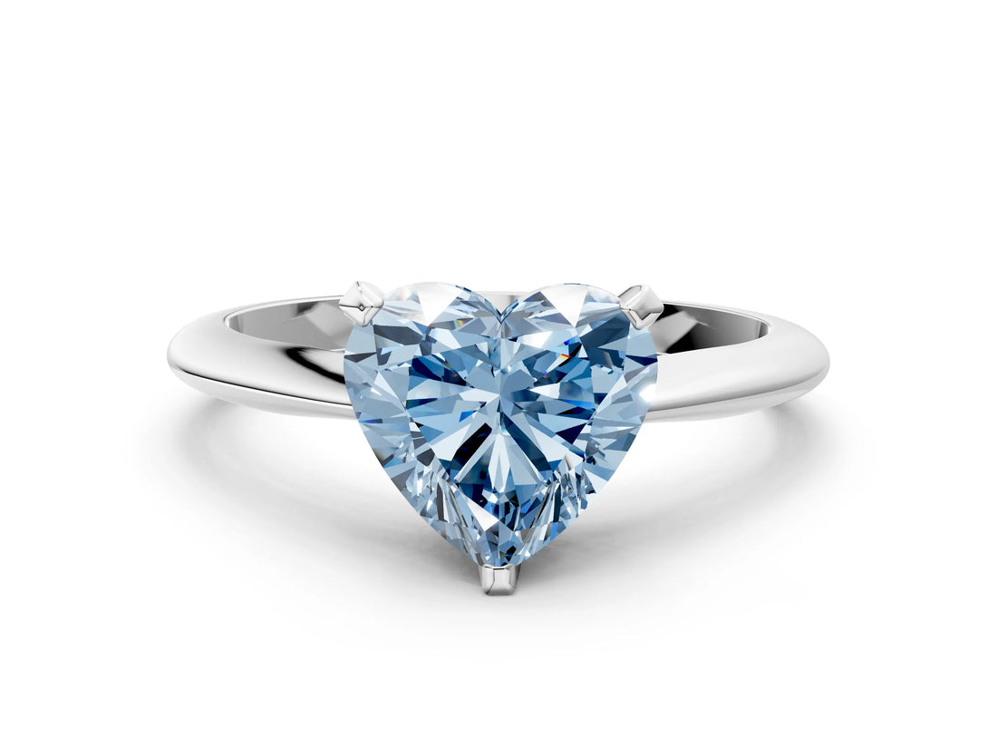 White gold Fancy Blue Heart Cut Diamond Solitaire Engagement Ring with Classic Band and Four-Prong Setting_36