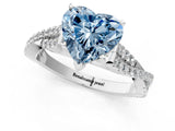 White gold Fancy Blue Heart Cut Diamond Solitaire Engagement Ring with Twisted Pavé Band and Four-Prong Setting_81