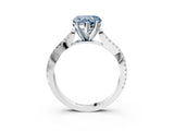 White gold Fancy Blue Heart Cut Diamond Solitaire Engagement Ring with Twisted Pavé Band and Four-Prong Setting_83