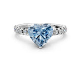 White gold Fancy Blue Heart Cut Diamond Solitaire Pavé Engagement Ring with Round Band and Prong Setting_14