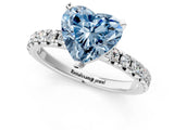 White gold Fancy Blue Heart Cut Diamond Solitaire Pavé Engagement Ring with Round Band and Prong Setting_15