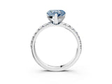 White gold Fancy Blue Heart Cut Diamond Solitaire Pavé Engagement Ring with Round Band and Prong Setting_17