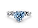 White gold Fancy Blue Heart Cut Diamond Solitaire Pavé Engagement Ring with Round Band and Prong Setting_68
