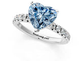 White gold Fancy Blue Heart Cut Diamond Solitaire Pavé Engagement Ring with Round Band and Prong Setting_69