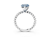 White gold Fancy Blue Heart Cut Diamond Solitaire Ring with Beaded Band and Prong Setting_377