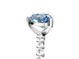 White gold Fancy Blue Heart Cut Diamond Solitaire Ring with Beaded Band and Prong Setting_379