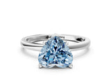 White gold Fancy Blue Heart Cut Diamond Solitaire Ring with Classic Band and Four-Prong Setting