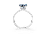 White gold Fancy Blue Heart Cut Diamond Solitaire Ring with Classic Band and Four-Prong Setting_3