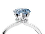 White gold Fancy Blue Heart Cut Diamond Solitaire Ring with Classic Band and Four-Prong Setting_4