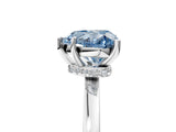 White gold Fancy Blue Heart Cut Diamond Solitaire Ring with Classic Band and Four-Prong Setting_5