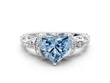 White gold Fancy Blue Heart Cut Diamond Solitaire Ring with Filigree Band and Four-Prong Setting_41