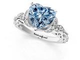 White gold Fancy Blue Heart Cut Diamond Solitaire Ring with Filigree Band and Four-Prong Setting_43