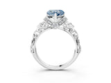 White gold Fancy Blue Heart Cut Diamond Solitaire Ring with Filigree Band and Four-Prong Setting_44