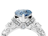 White gold Fancy Blue Heart Cut Diamond Solitaire Ring with Filigree Band and Four-Prong Setting_45