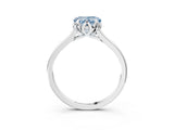 White gold Fancy Blue Heart Cut Diamond Solitaire Ring with Flower Prong Setting and Classic Band_130