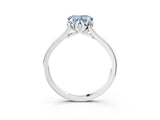 White gold Fancy Blue Heart Cut Diamond Solitaire Ring with Flower Prong Setting and Classic Band_33
