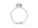 White gold Fancy Blue Heart Cut Diamond Solitaire Ring with Flower Prong Setting and Classic Band_3