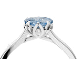 White gold Fancy Blue Heart Cut Diamond Solitaire Ring with Flower Prong Setting and Classic Band_4