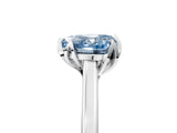 White gold Fancy Blue Heart Cut Diamond Solitaire Ring with Flower Prong Setting and Classic Band_5