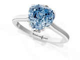 White gold Fancy Blue Heart Cut Diamond Solitaire Ring with Flower Prong Setting and Classic Band_74