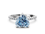 White gold Fancy Blue Heart Cut Diamond Solitaire Ring with Four-Prong Setting and Pavé Band_3