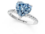 White gold Fancy Blue Heart Cut Diamond Solitaire Ring with Four-Prong Setting and Pavé Band_4