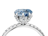 White gold Fancy Blue Heart Cut Diamond Solitaire Ring with Four-Prong Setting and Pavé Band_7