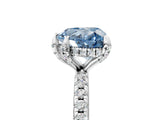 White gold Fancy Blue Heart Cut Diamond Solitaire Ring with Four-Prong Setting and Pavé Band_8