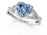 White gold Fancy Blue Heart Cut Diamond Solitaire Ring with Four-Prong Setting and Twisted Pavé Band_31