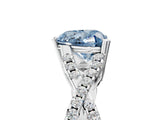 White gold Fancy Blue Heart Cut Diamond Solitaire Ring with Four-Prong Setting and Twisted Pavé Band_35