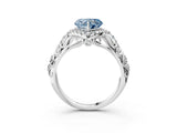 White gold Fancy Blue Heart Cut Diamond Solitaire Ring with Hidden Halo and Pavé Band_42