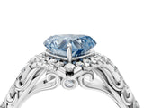 White gold Fancy Blue Heart Cut Diamond Solitaire Ring with Hidden Halo and Pavé Band_43