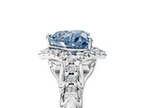 White gold Fancy Blue Heart Cut Diamond Solitaire Ring with Hidden Halo and Pavé Band_44