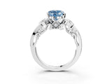 White gold Fancy Blue Heart Cut Diamond Solitaire Ring with Milgrain Pavé Band and Four-Prong Setting_269