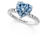 White gold Fancy Blue Heart Cut Diamond Solitaire Ring with Pavé Band and Four-Prong Setting_45