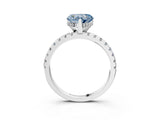 White gold Fancy Blue Heart Cut Diamond Solitaire Ring with Pavé Band and Four-Prong Setting_47