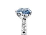 White gold Fancy Blue Heart Cut Diamond Solitaire Ring with Pavé Band and Four-Prong Setting_48