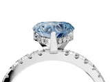 White gold Fancy Blue Heart Cut Diamond Solitaire Ring with Pavé Band and Four-Prong Setting_48