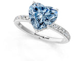 White gold Fancy Blue Heart Cut Diamond Solitaire Ring with Pavé Band and Hidden Halo_116
