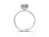 White gold Fancy Blue Heart Cut Diamond Solitaire Ring with Pavé Band and Hidden Halo_118