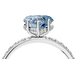 White gold Fancy Blue Heart Cut Diamond Solitaire Ring with Pavé Band and Hidden Halo_120