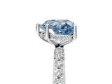White gold Fancy Blue Heart Cut Diamond Solitaire Ring with Pavé Band and Hidden Halo_121