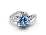 White gold Fancy Blue Heart Cut Diamond Solitaire Ring with Prong Setting and Twisted Pavé Band_24